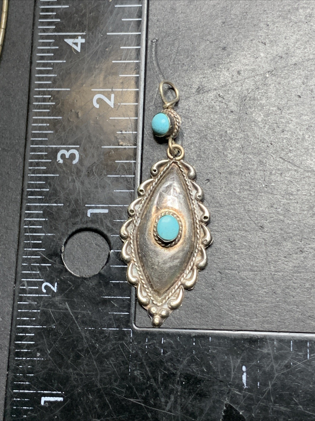 Sterling Silver 925 Lot Necklace Pendant C8 Navajo Shield Turquoise Unique Love