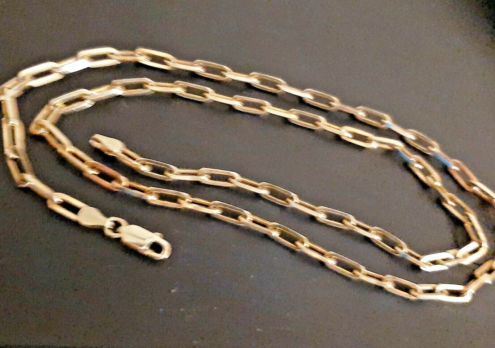 Gold Plate over Silver Paper Clip Chain 24 Inch .925 Silver Necklace Silver 17Gr