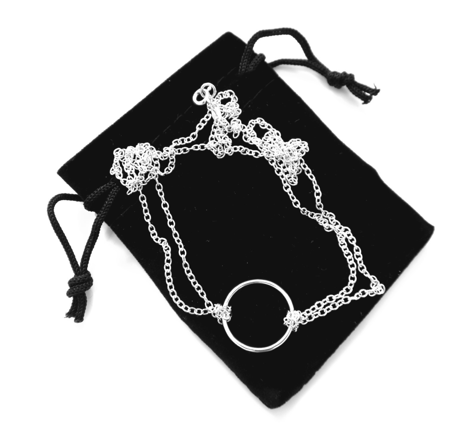 20mm Sterling Silver Karma Necklace Eternity Infinity Circle Ring Double Chain