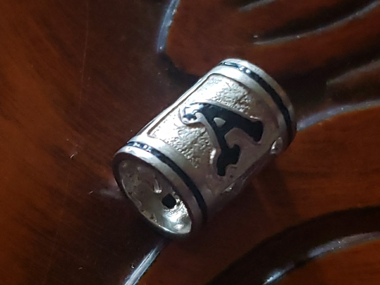 Hawaiian Tiny Silver Initial Cutout Tube Pendant 10mm X 7mm Slide Letter A