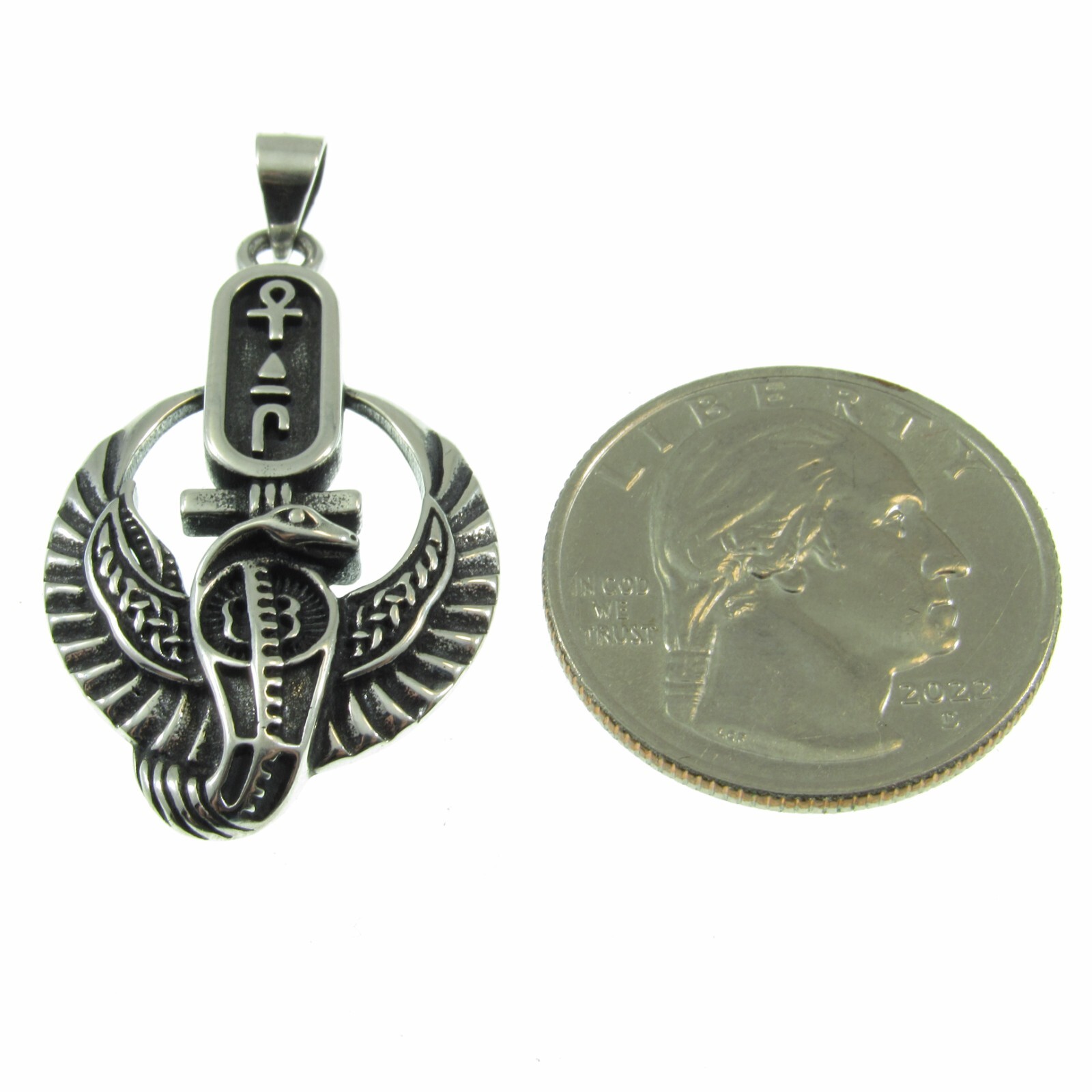 Solid 925 Sterling Silver Egyptian Wadjet Pendant, Falcon & Cobra Goddess Amulet
