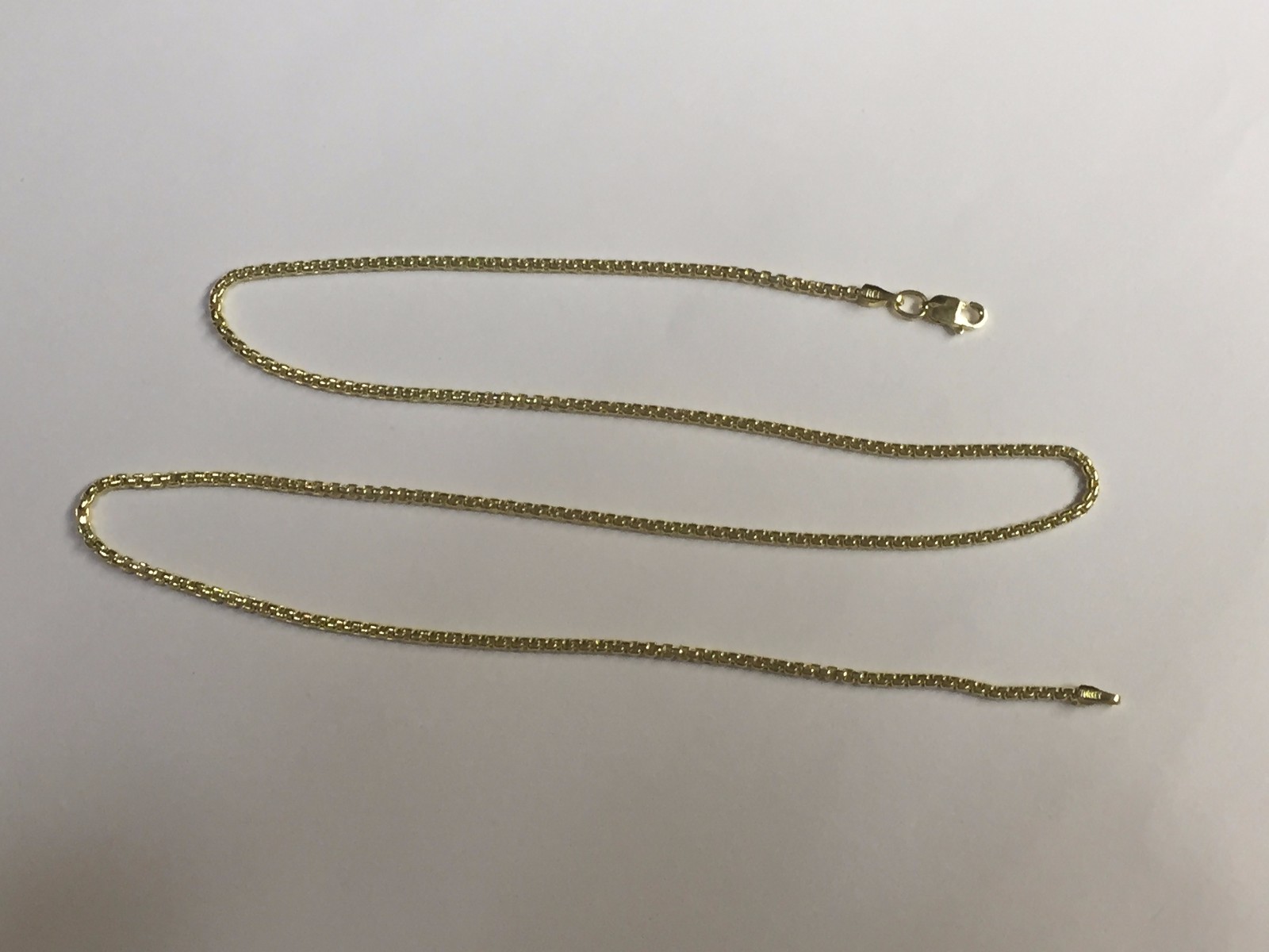 14k Yellow Gold 18″ Round Box Link Pendant Chain/Necklace 1.3 mm 2 Grams