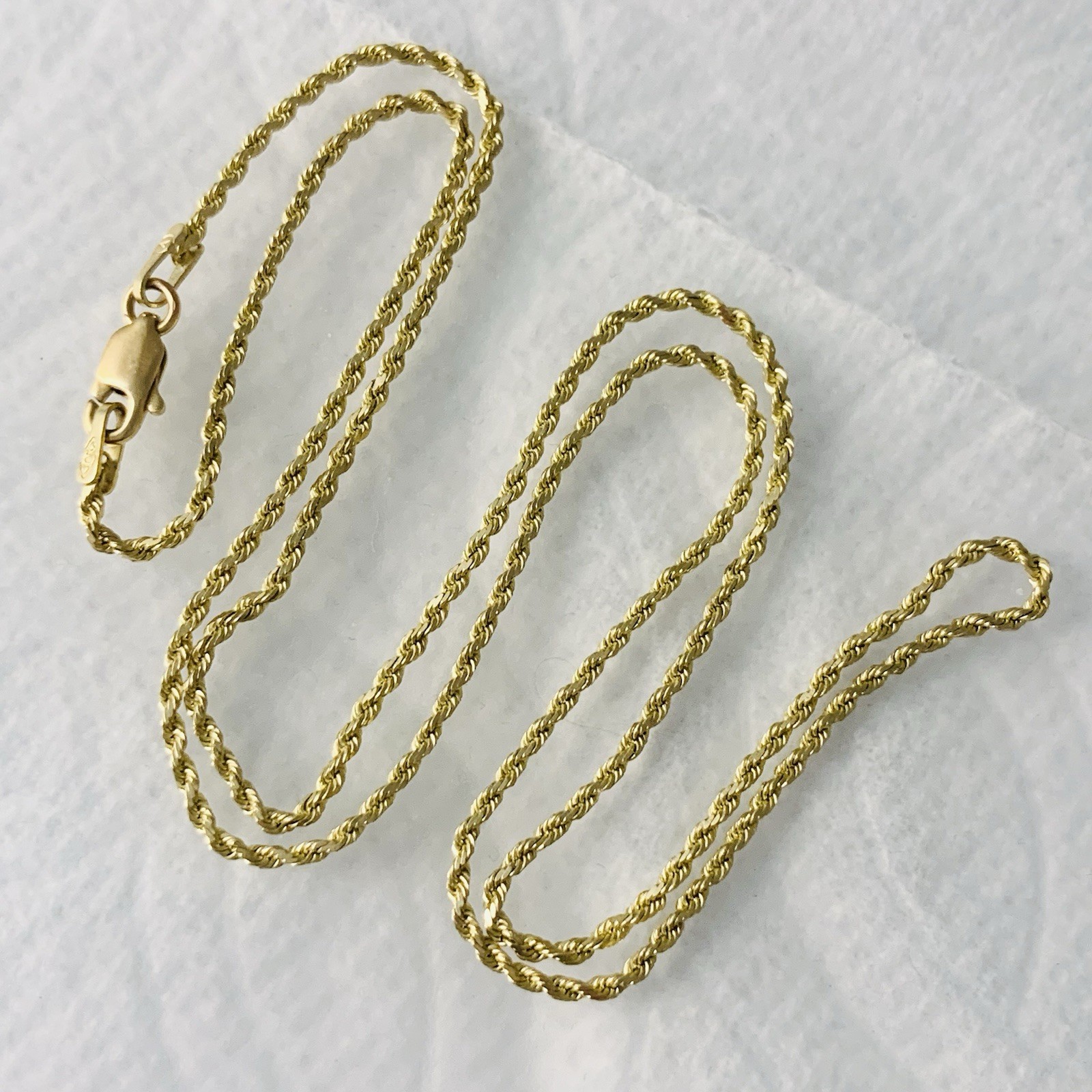 Solid 10k Yellow Gold Necklace Rope Chain Diamond Cut Sparkle 3.43gr ~1.5mm 18”