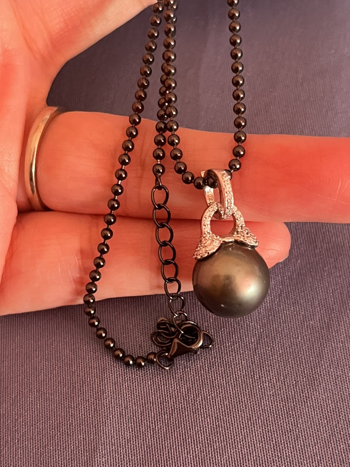 12mm Tahitian Natural South Sea Pearl Pendant Only With S925 opened clasp