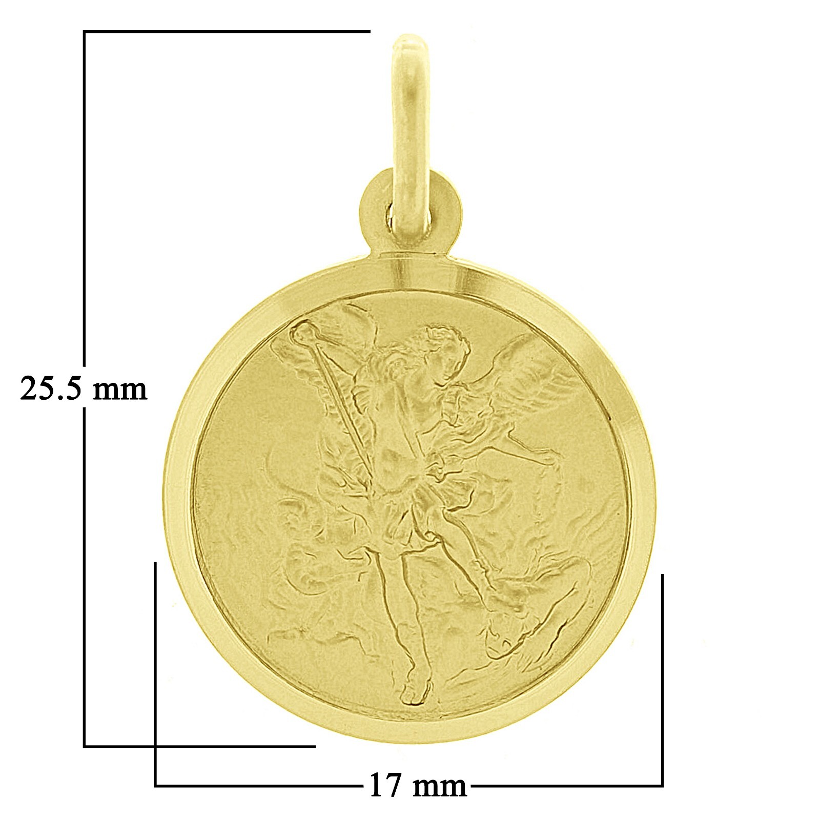 Italian 14k Yellow Gold Solid Saint Michael Medal Charm Pendant 1″ 2.7 grams