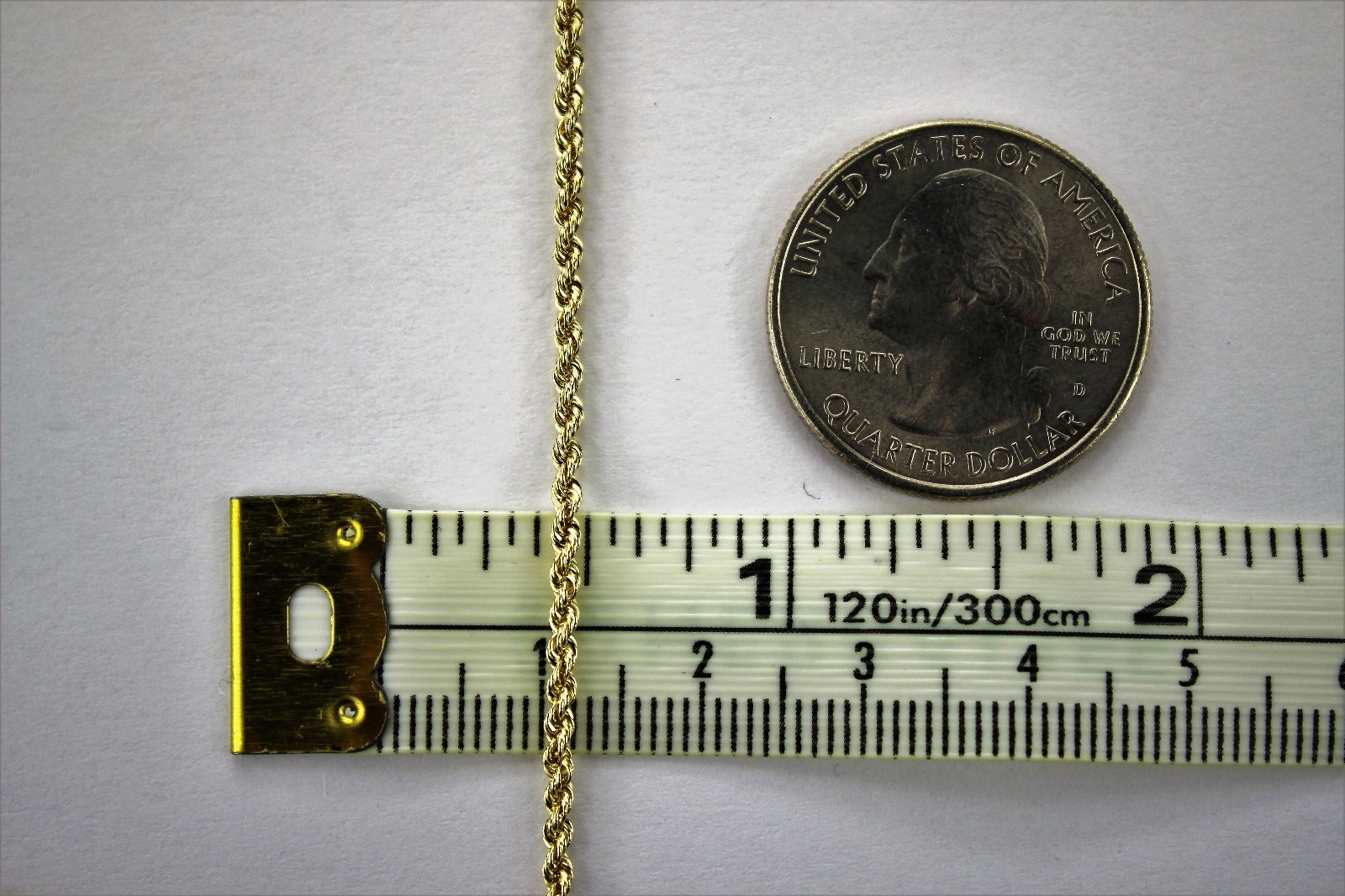 10K Yellow Gold Hollow Rope Chain Necklace 2mm ~ 5mm 16″ ~ 32″