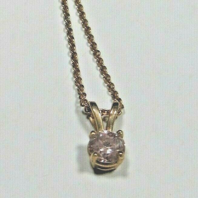14k Rose Gold Diamond Necklace .42ct Pink Natural Diamond!! #ANT200