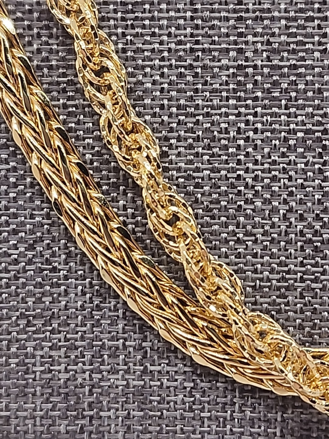 18K Yellow Gold Over Sterling Silver 5mm Set of 2 Singapore & Wheat 20″ Chains