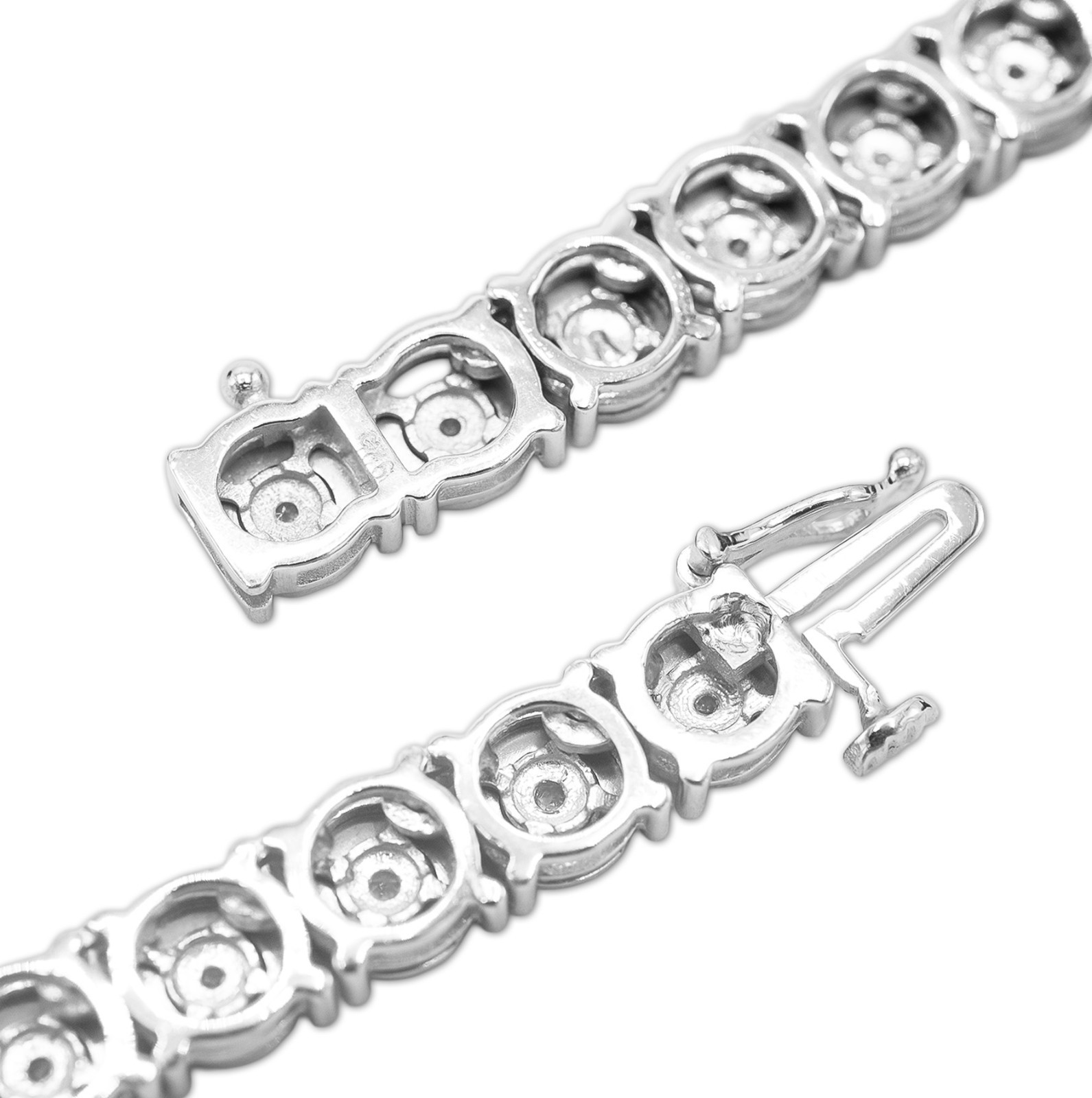 925 Silver 2.75CTW Illusion Setting 22 Inches Tennis Chain Necklace 35 grams