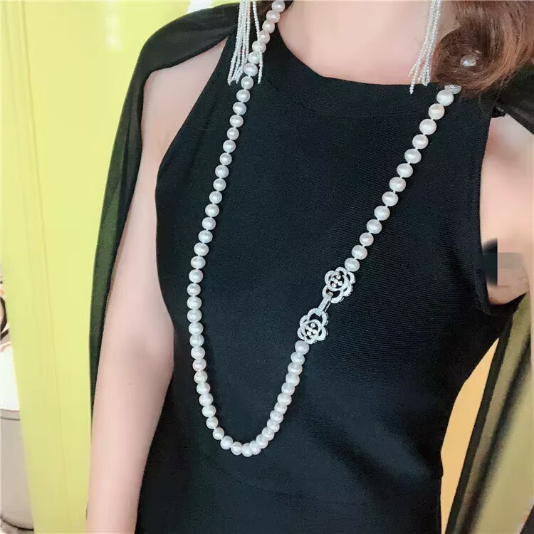 classic 8-9mm south sea white peal necklace36inch 925s