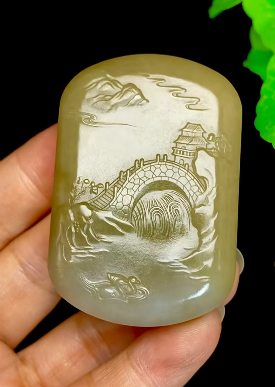 Natural Jade HeTian Nephrite Yellow Amulet Dragon Tiger Pendant Certified 0630