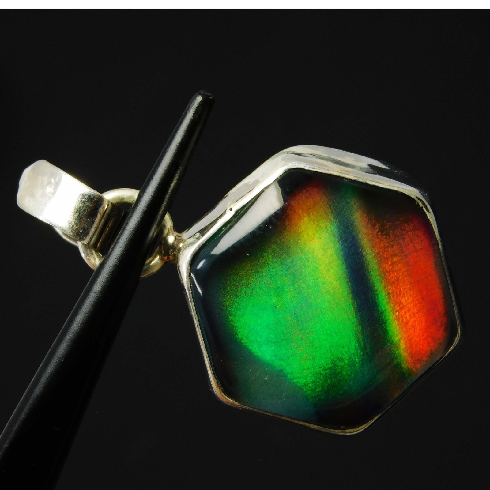 Certified 17.10 Ct Natural Aurora Opal Hexagon 925 Silver Pendant Jewelry Gift