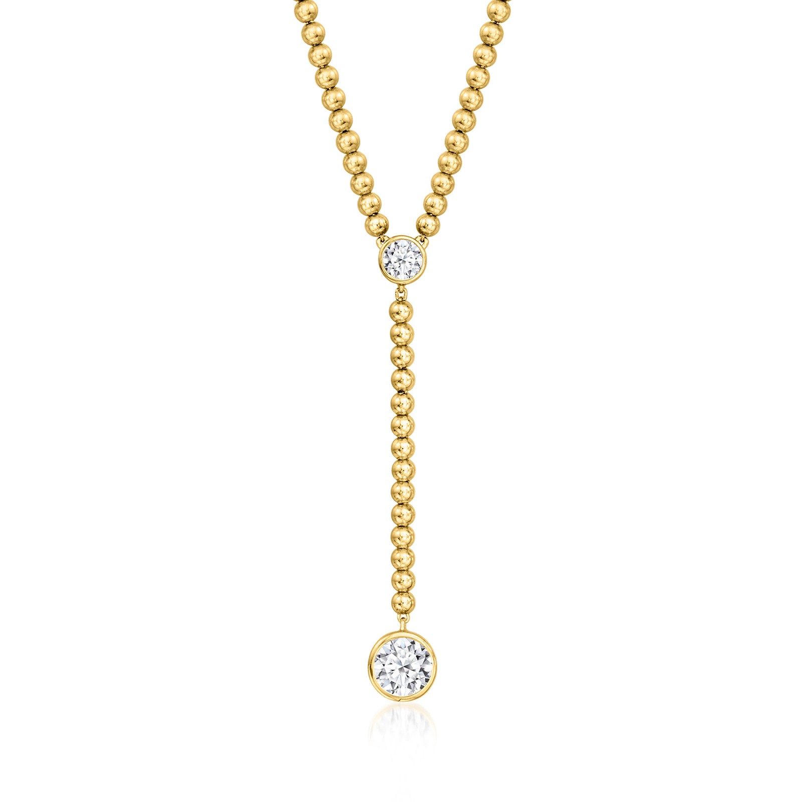 Ross-Simons Bezel-Set Lab-Grown Diamond & 18k Gold Plate Y-Necklace 18 inches