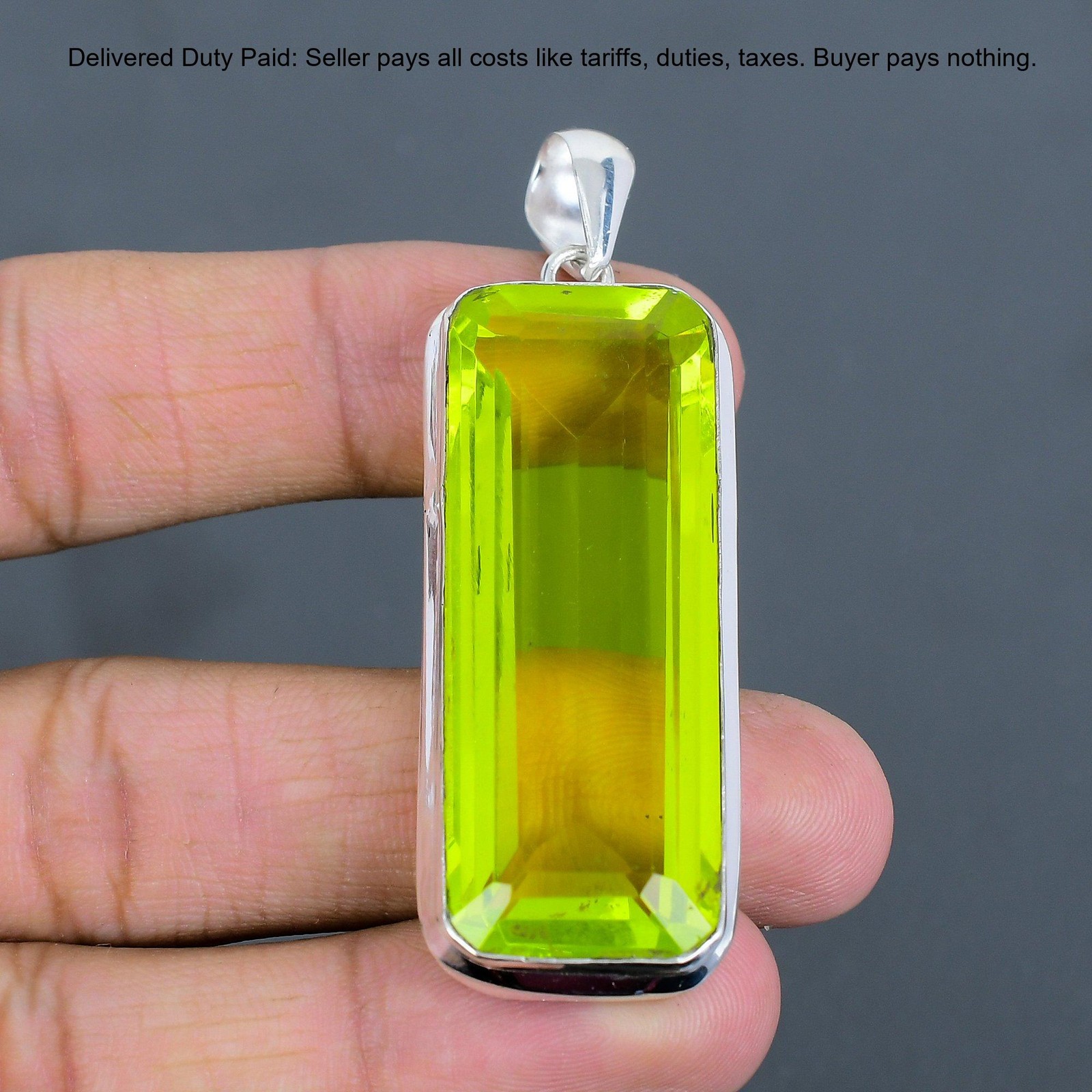 Radiant Lemon Topaz Stone 925 Sterling Silver Bezel Anniversary Pendant Jewelry