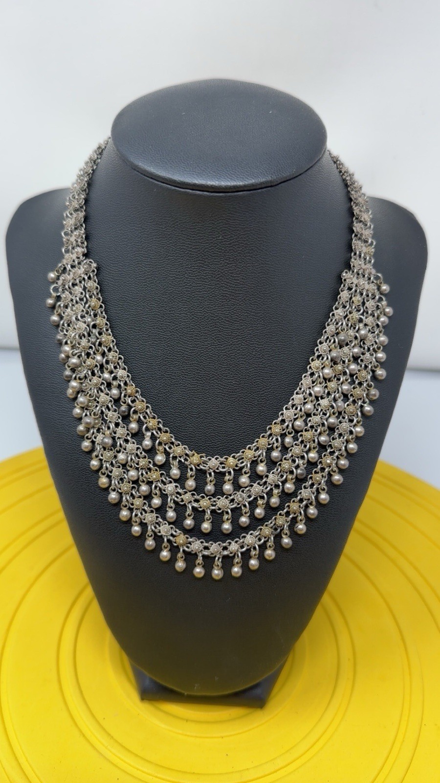 Sterling silver choker in 3 Strands With Unique , Rare Design 57g 16 In