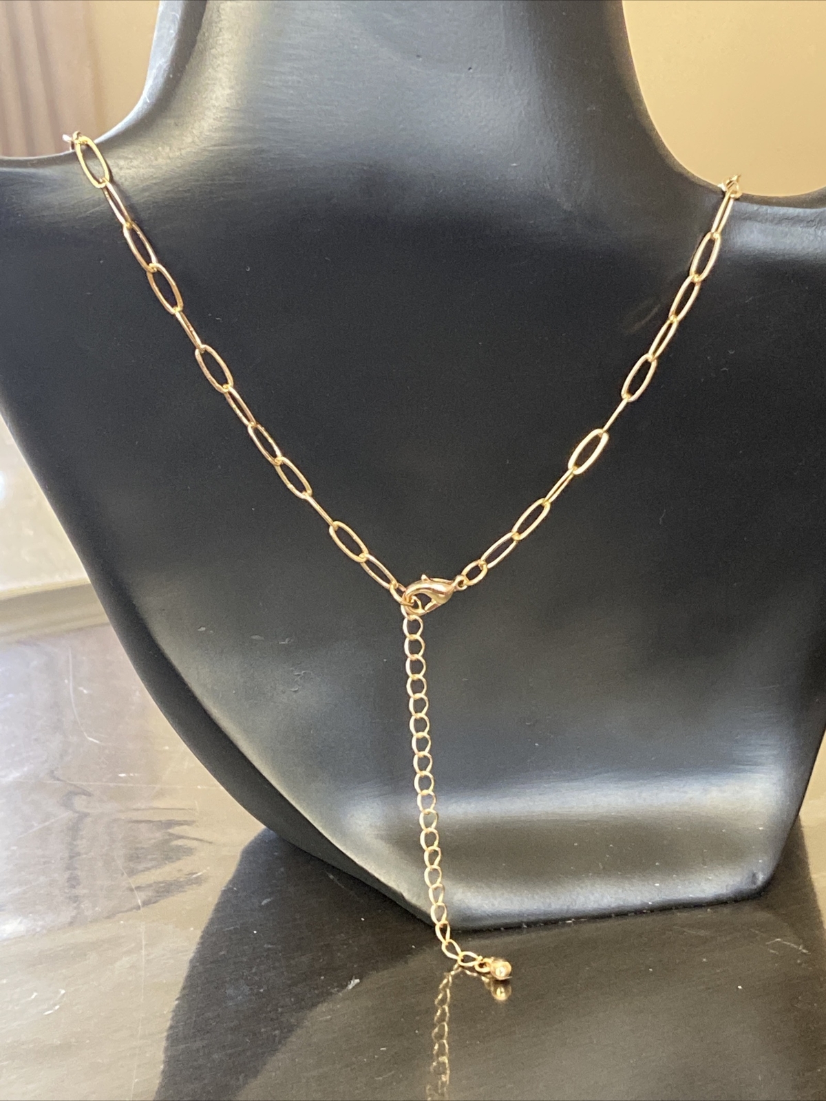 PANACEA 14K Gold Plated Paper Clip Chain Luxe Initial Necklace Letter L