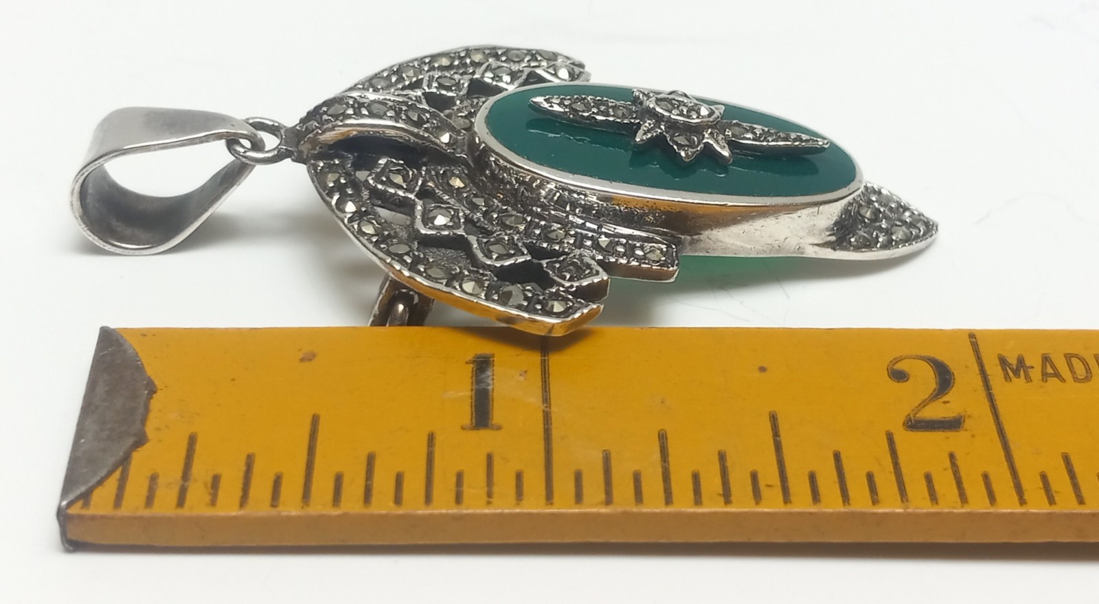 Beautiful Vintage Art Deco Style Sterling Silver Marcasite Pendant/Pin 10.65gr