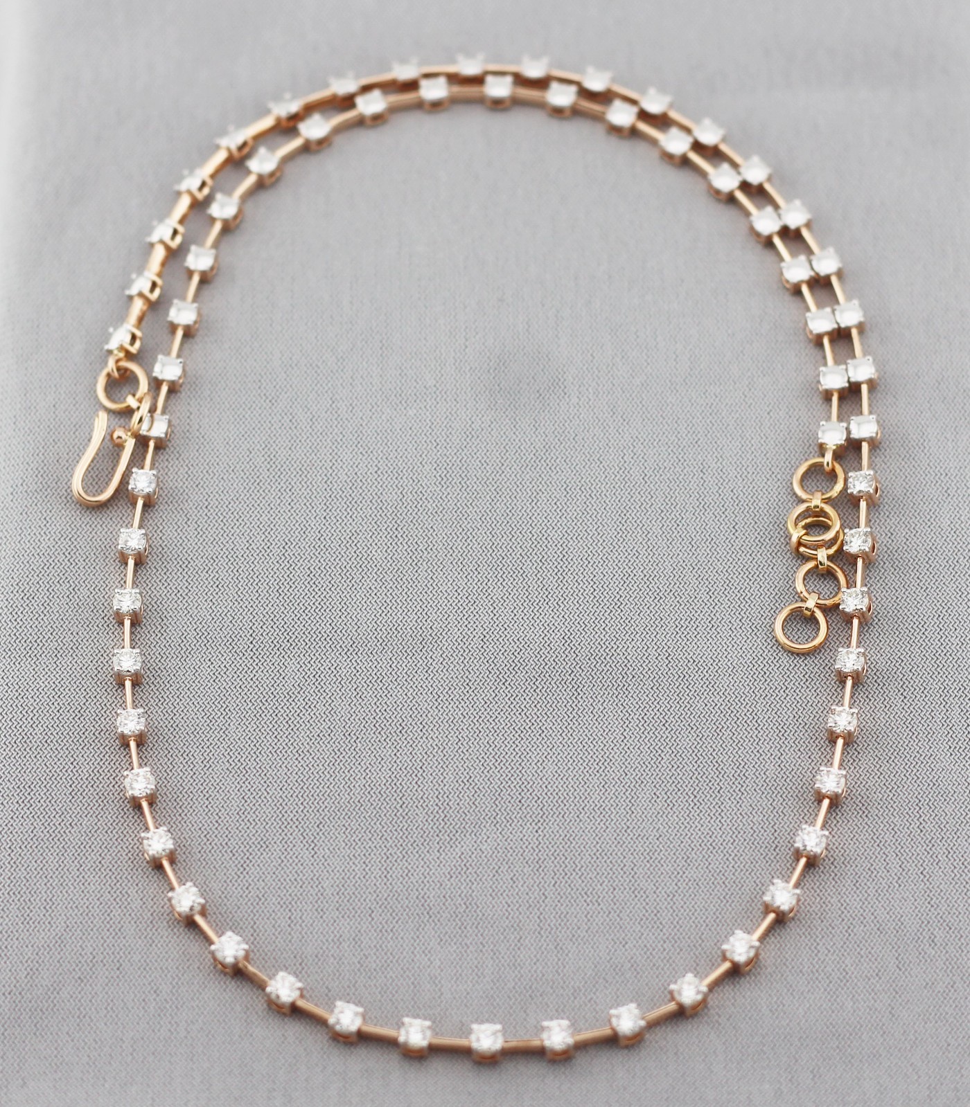 14k Rose Gold 2.25ct Diamond Tennis Necklace