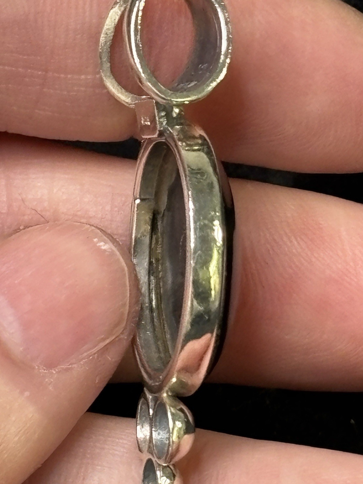 925 Sterling Silver Onyx Cabochon Vintage Southwestern Style Slide Pendant