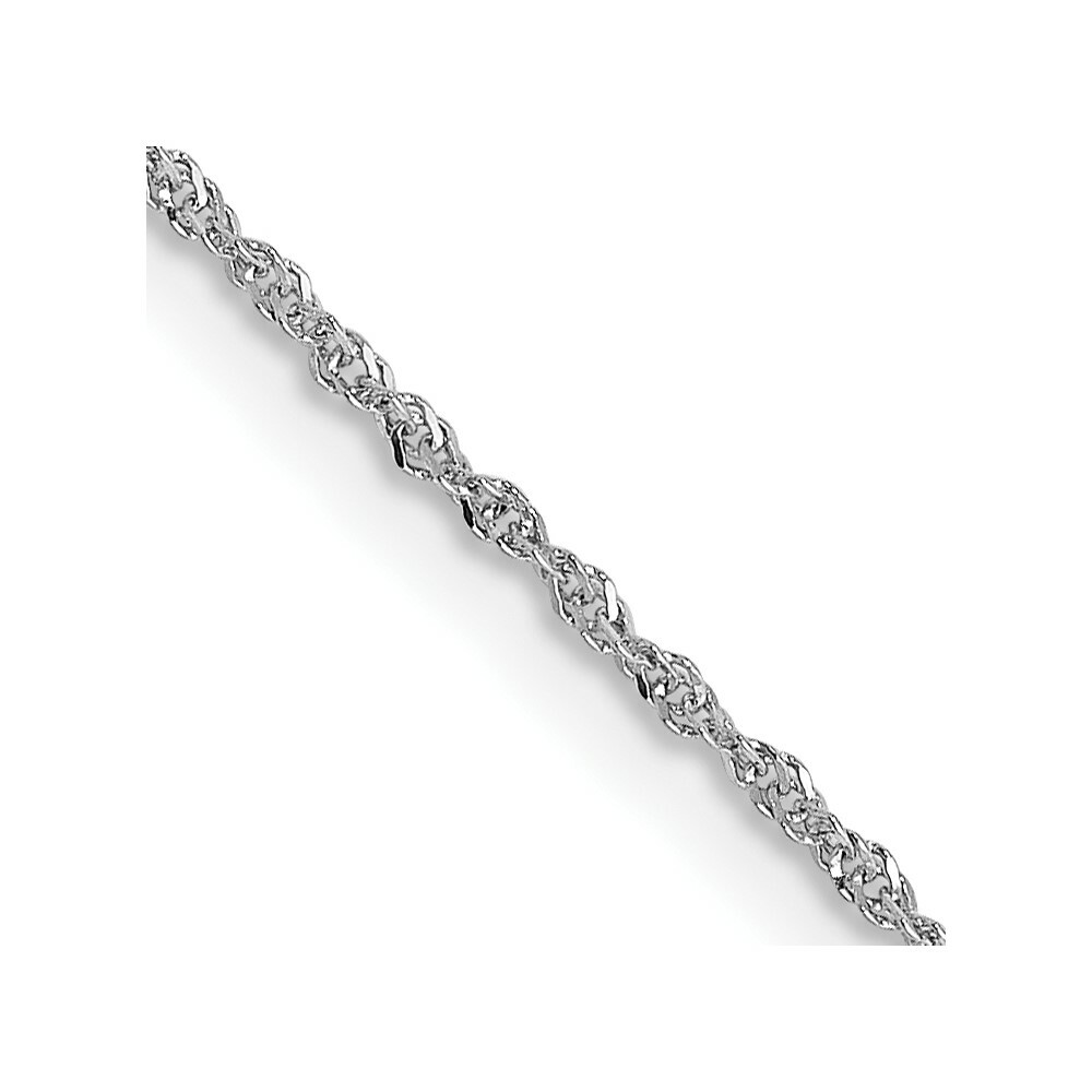 Real 14kt White Gold .8mm Sparkle Singapore Chain; 16 inch