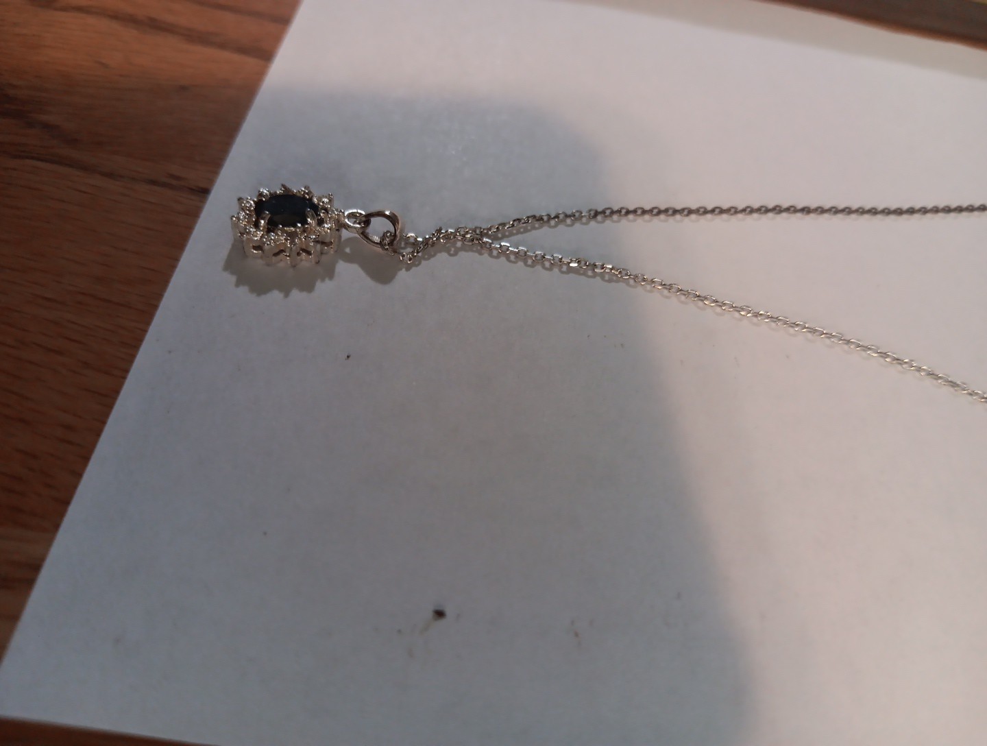 sterling silver necklace With Dark Stone. Marked .925. Unbranded