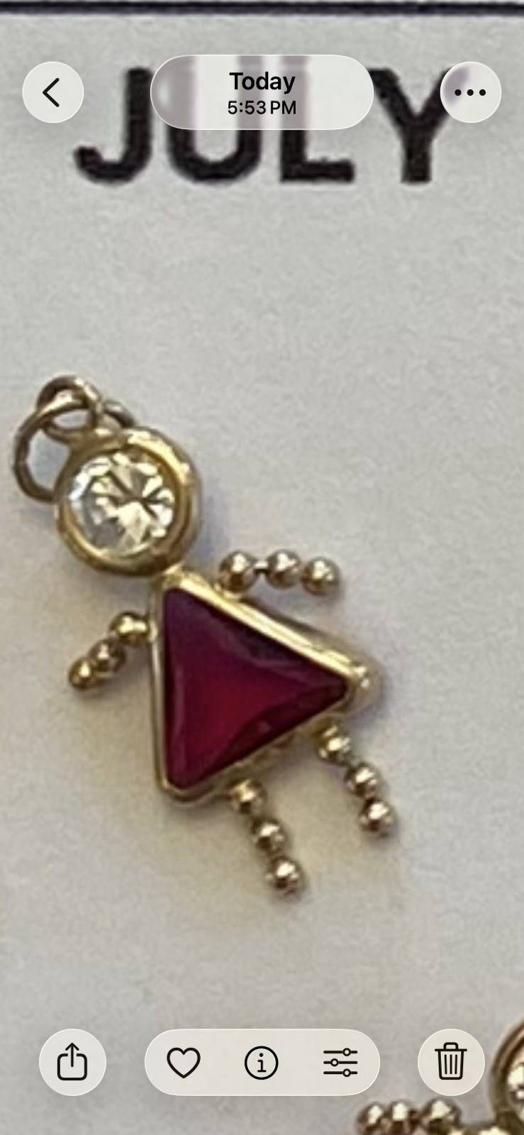 Vintage 14KT Yellow Gold BIRTHSTONE BABY BOY / GIRL Charm PENDANT gemstone MOM