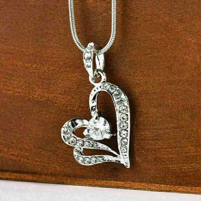 1.50Ct Round Cut Moissanite Women’s Love Heart Pendant 14k White Gold Plated