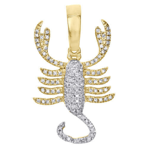 0.30 Ct Certified Diamond Horoscope Scorpio Sign Pendant Chain 10K Yellow Gold