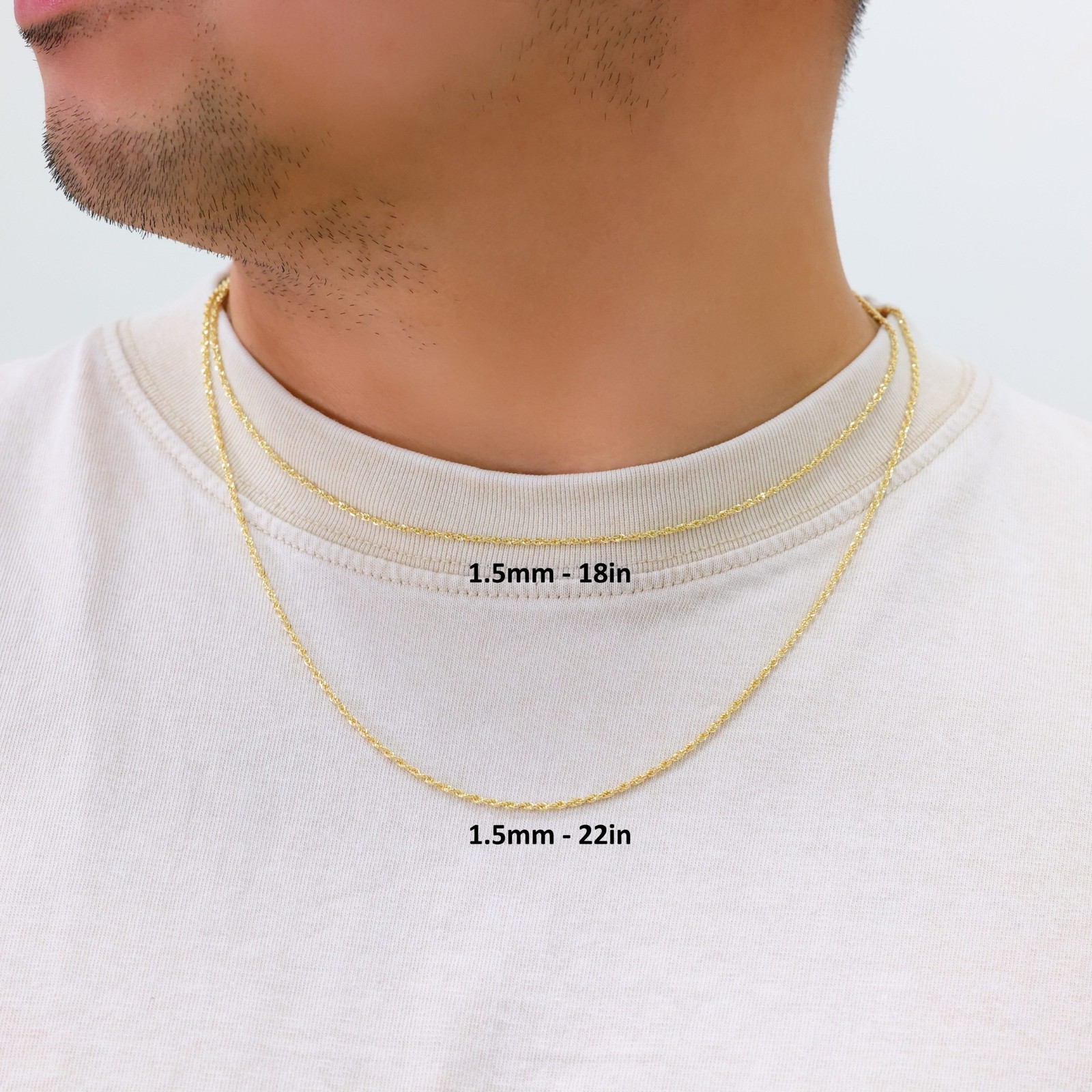 10K Yellow Gold 1.5mm Thin Diamond Cut Rope Chain Pendant Necklace Women 16″-24″