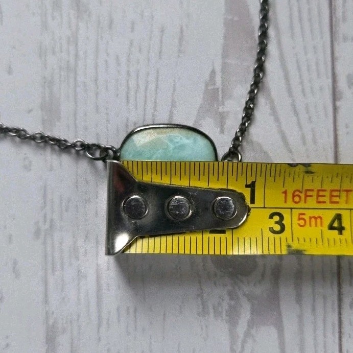 Larimar Blue Stone Necklace Crescent Moon Charm Boho Beach Jewelry