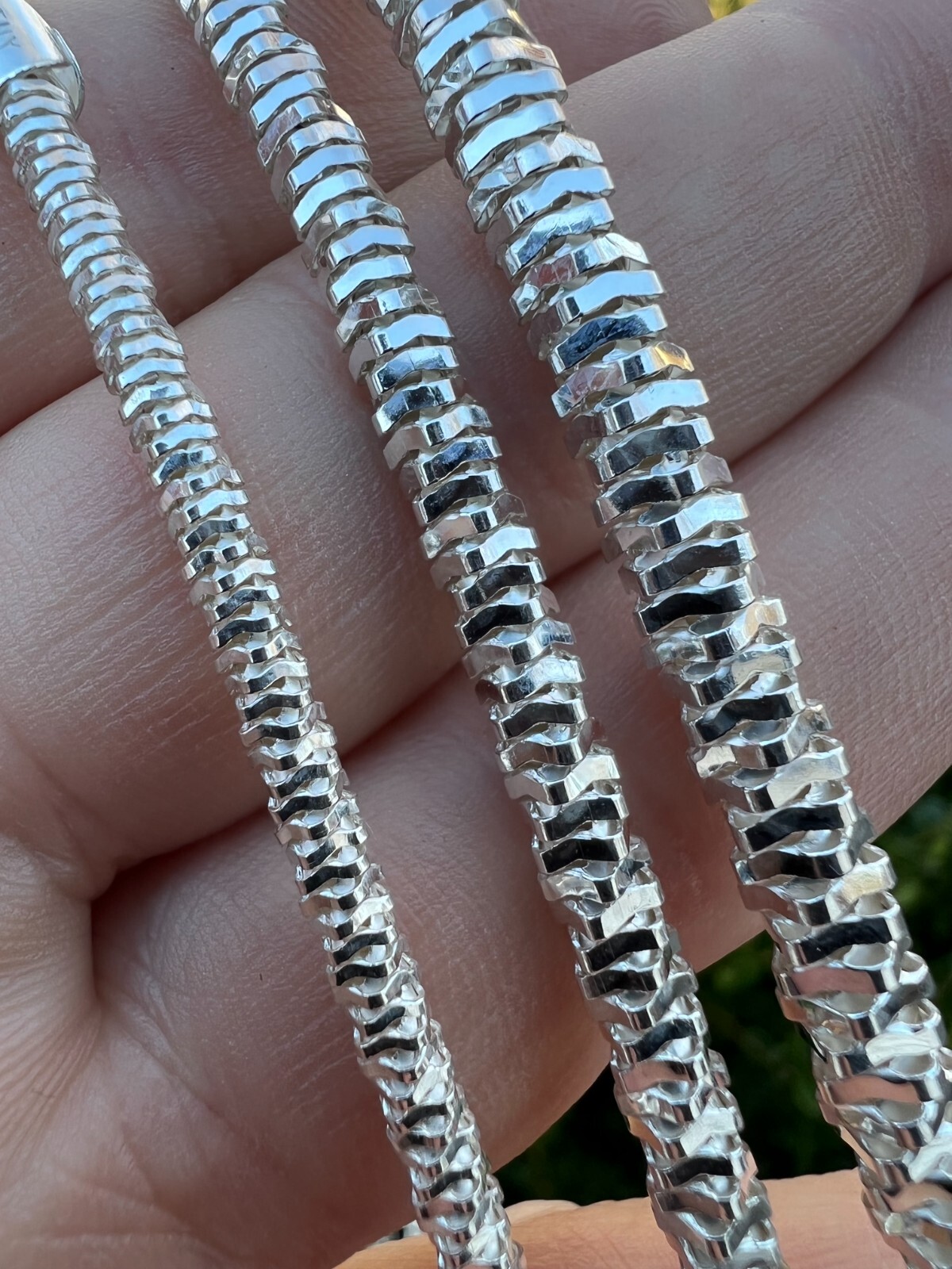 Real 925 Sterling Silver Diamond Cut Sparkle Ice Rope Chain Necklace 3-5mm ITALY