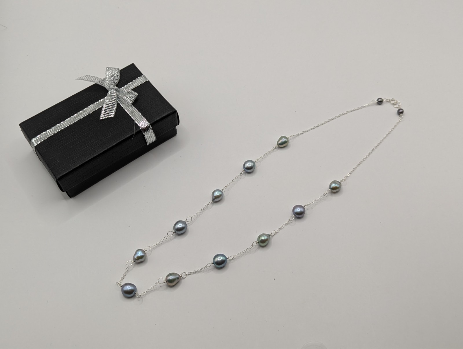 925 sterling silver freshwater pearl tin cup station necklace