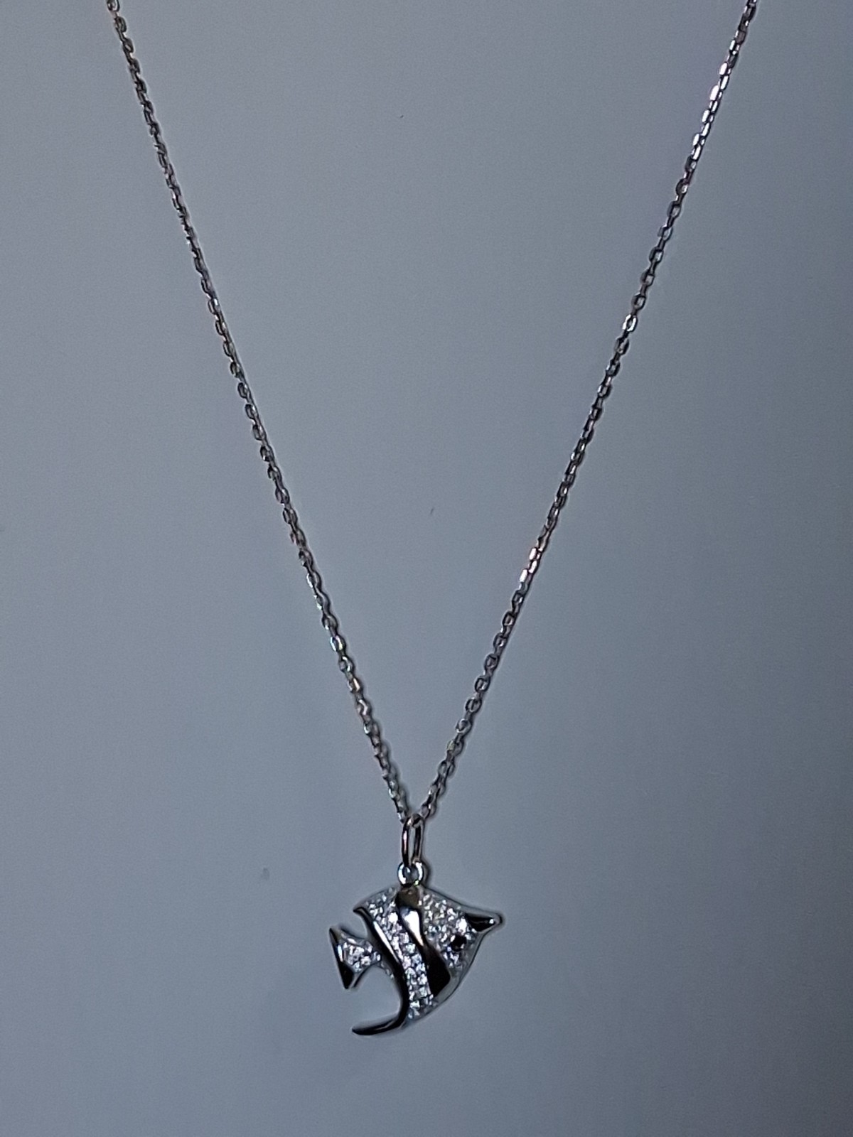 1.50 CTW Moissanite Angelfish Pendant Necklace 925 Sterling Silver 16”-18” Chain