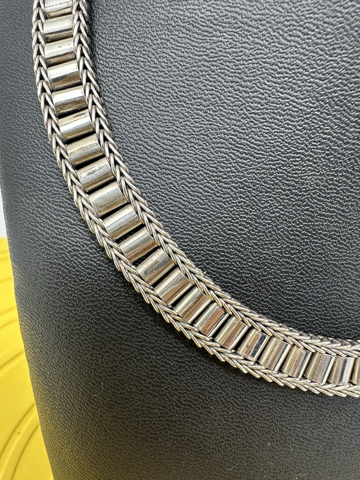 Sterling Silver Amazing Modern Design Choker Necklace Beautiful Chic 57g 16 In +
