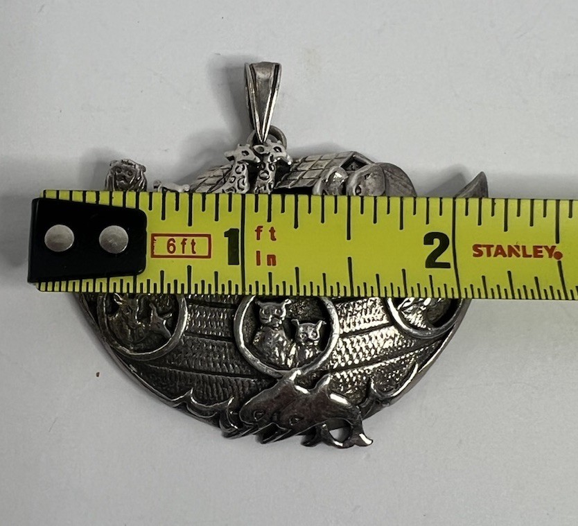 925 Sterling Silver Noah’s Ark Large, Detailed Animal Pendant ￼