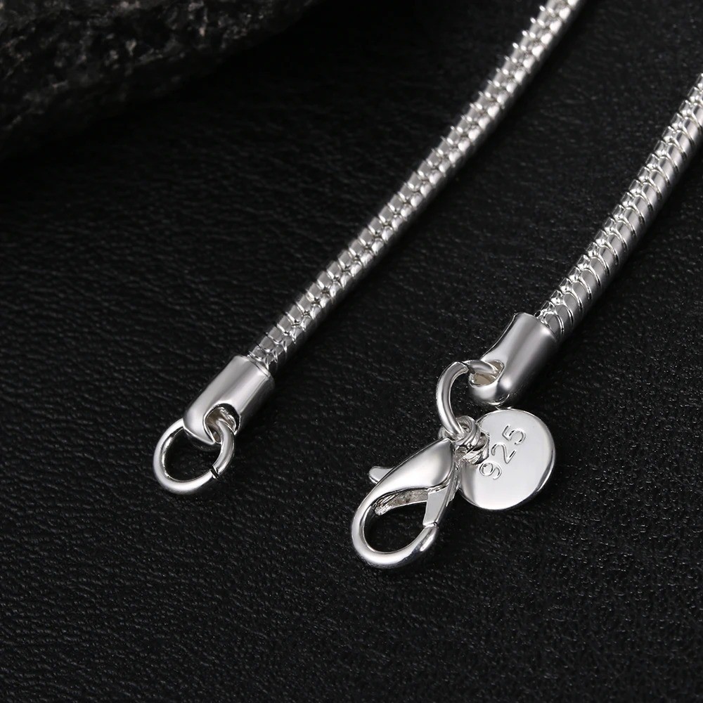 40-75Cm 925 Sterling Silver 1MM/2MM/3MM Solid Snake Chain Necklace for Men Women