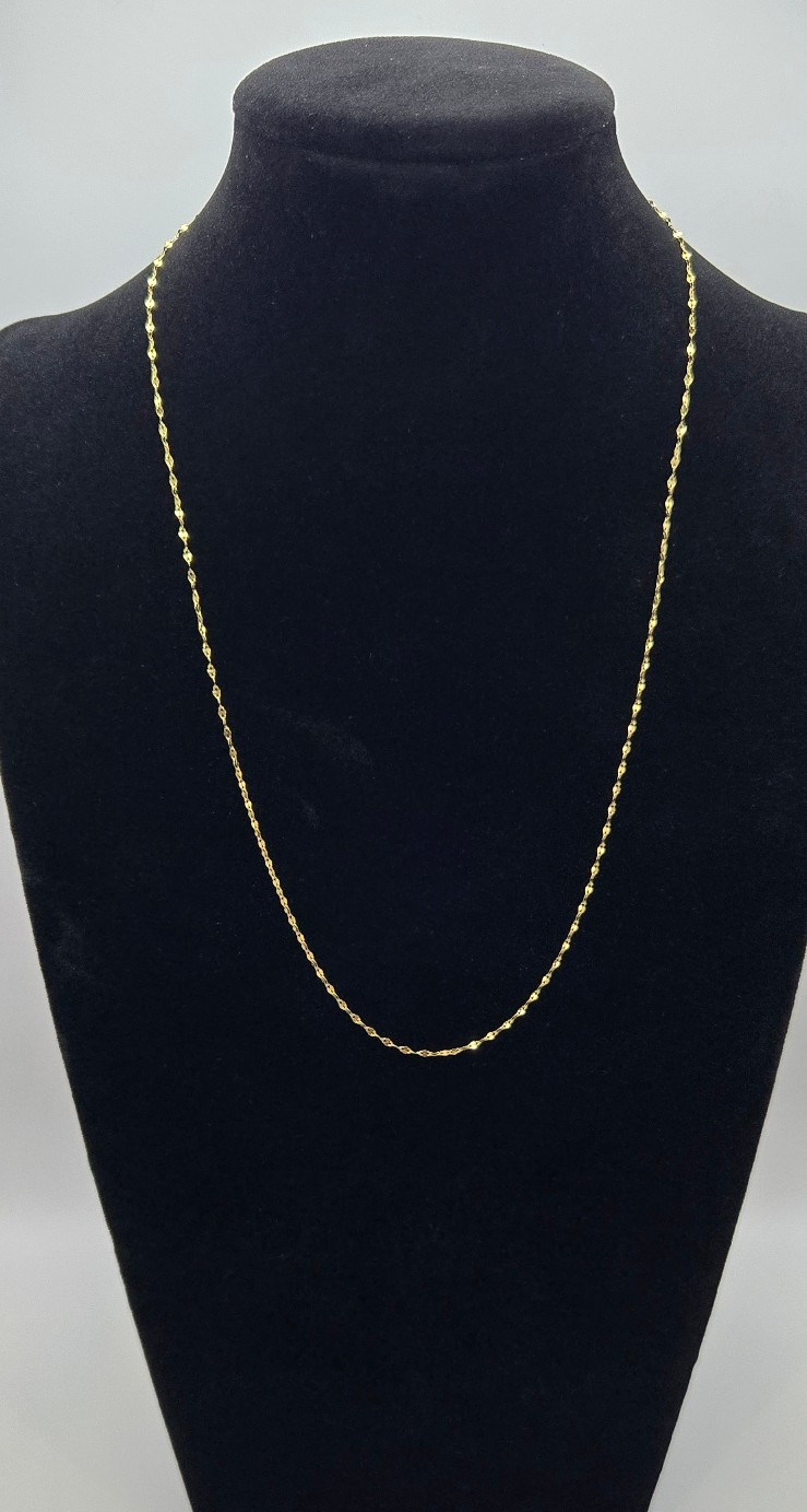 New Solid 10k Yellow Gold Mirror Link 1.5mm 24inch Chain Necklace, Italy