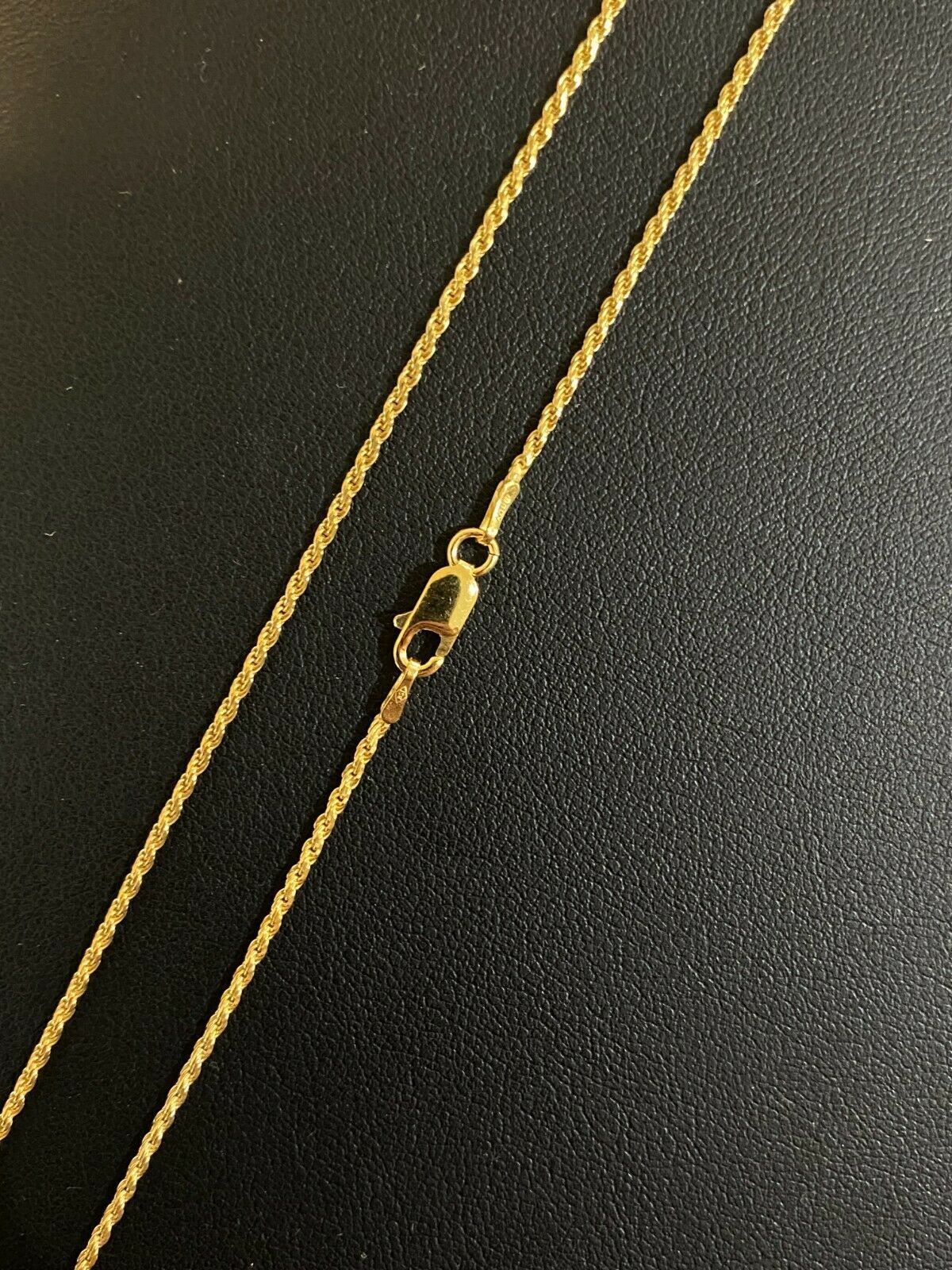 14K Gold Plated Plated 925 Silver Rope Necklace 1.5mm WHOLESALE Resell LOT 10pc