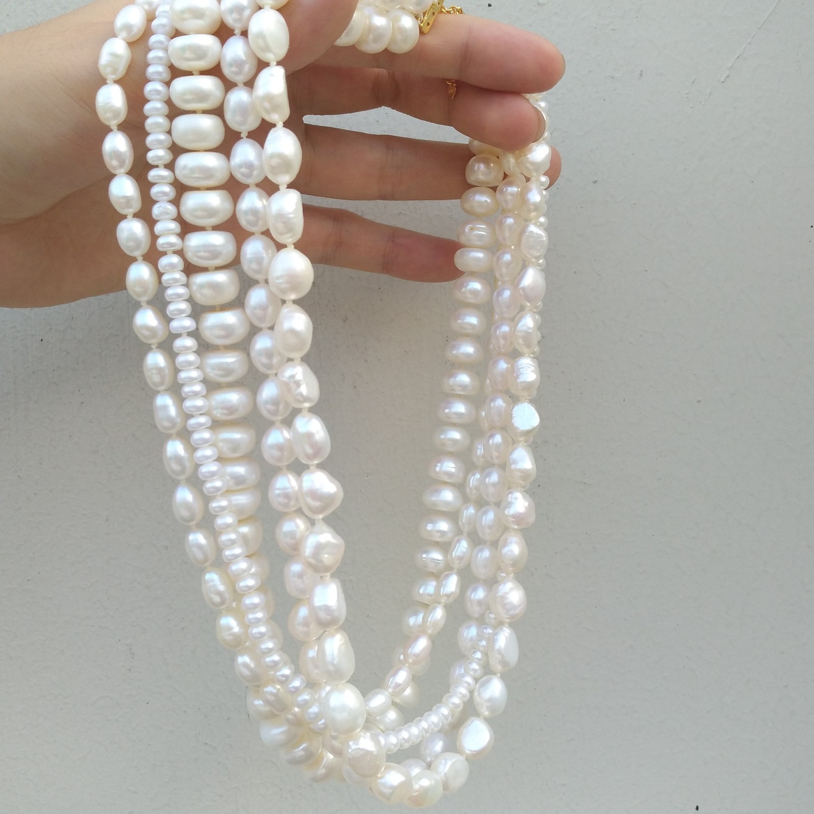 5 Rows Precious Multi-Share White AAA+ South Sea Natural Pearl Necklace 17inch