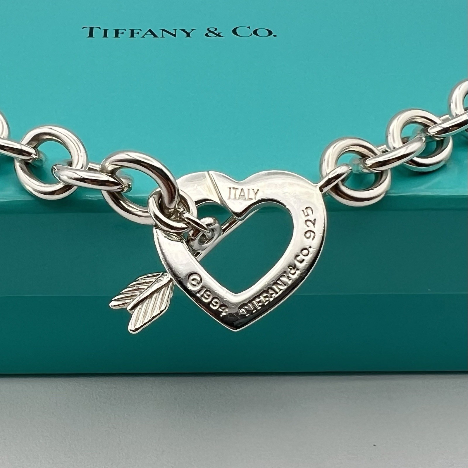 Tiffany & Co. Rare Heart Arrow Toggle Chain Necklace Silver 925 Italy 72.7g