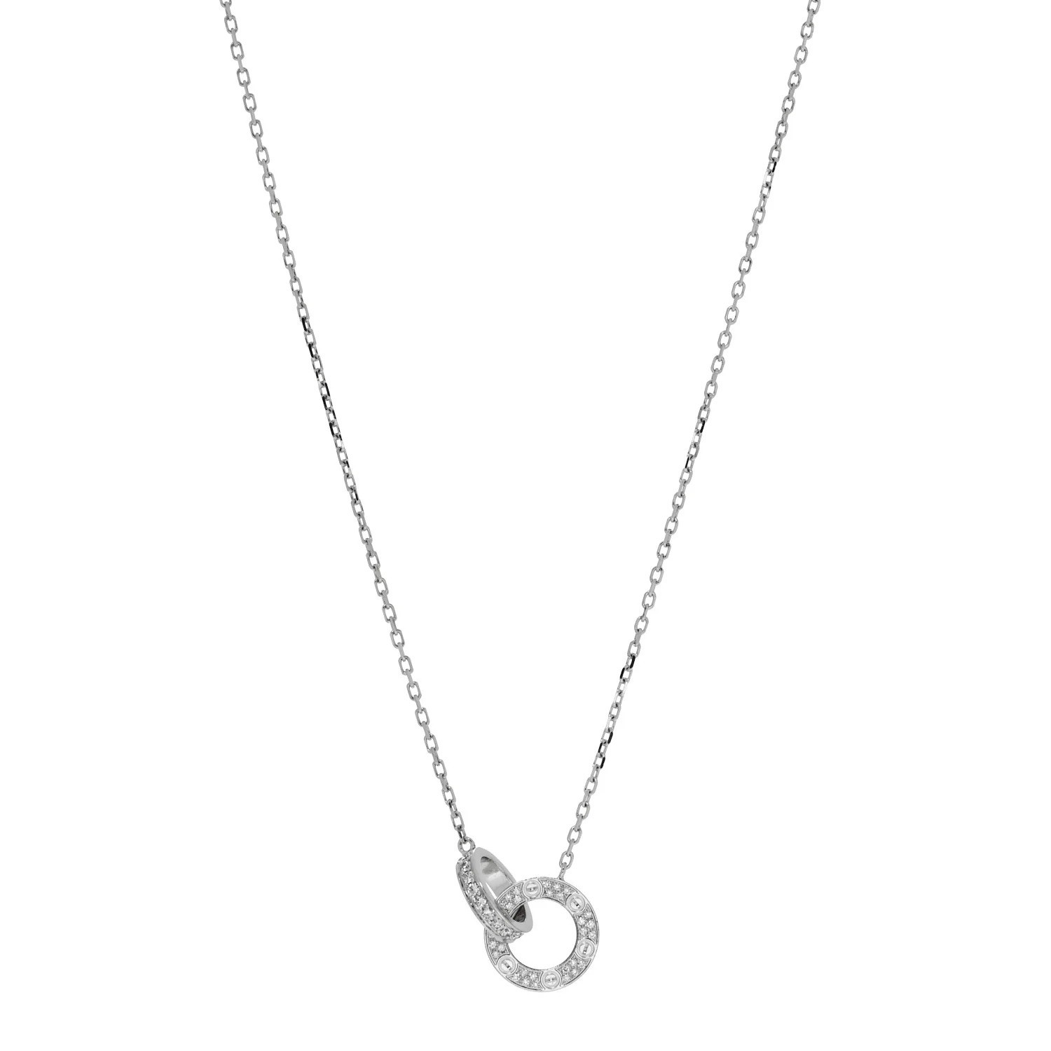 Cartier Love Necklace with Pendant 18k White Gold Pavé Diamond 0.30 ctw