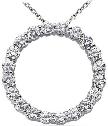 1.30 ct Diamond Circle of Love Life platinum Pendant w/ chain 18 x 0.07 F VS/SI1