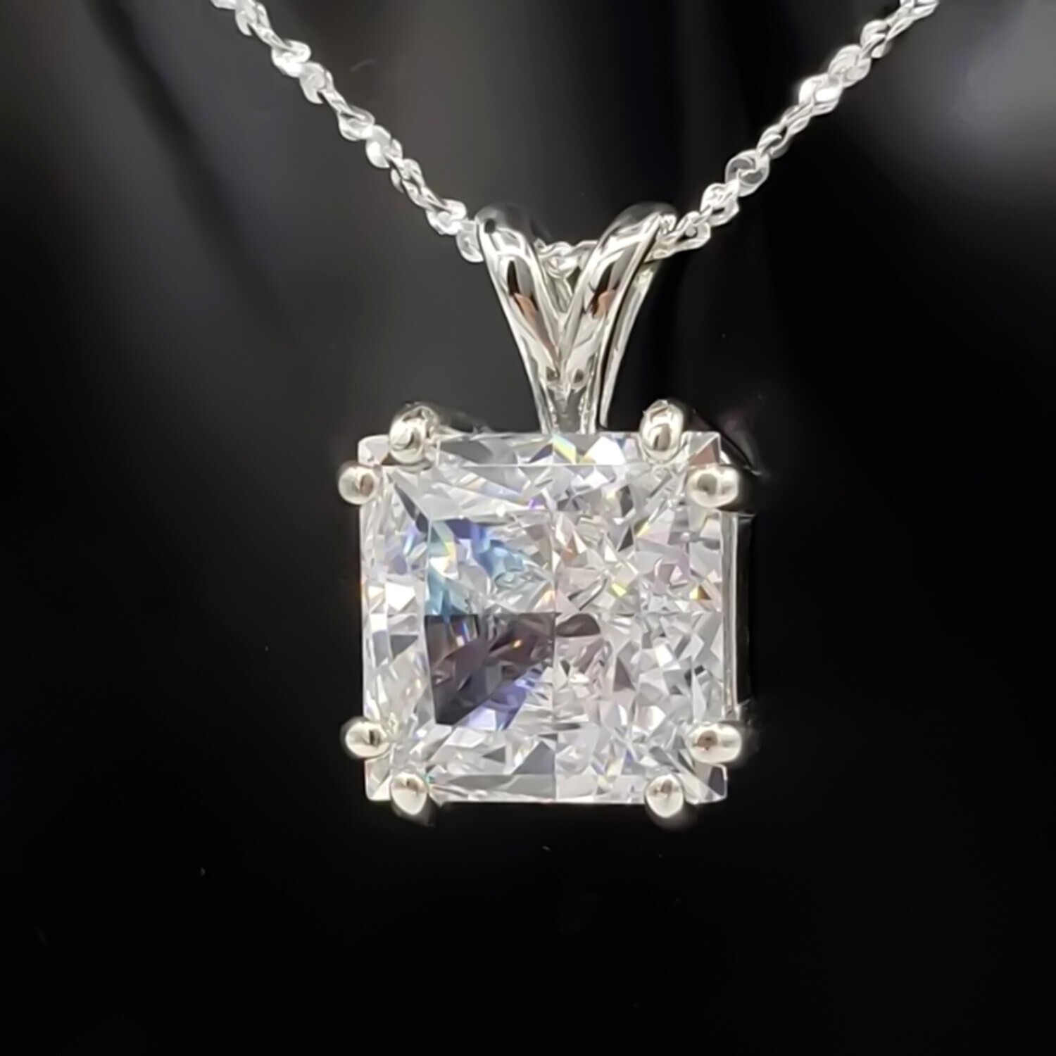 5.65 Ct Princess Cut Diamond Pendant 925 Silver Holiday Jewelry Gift