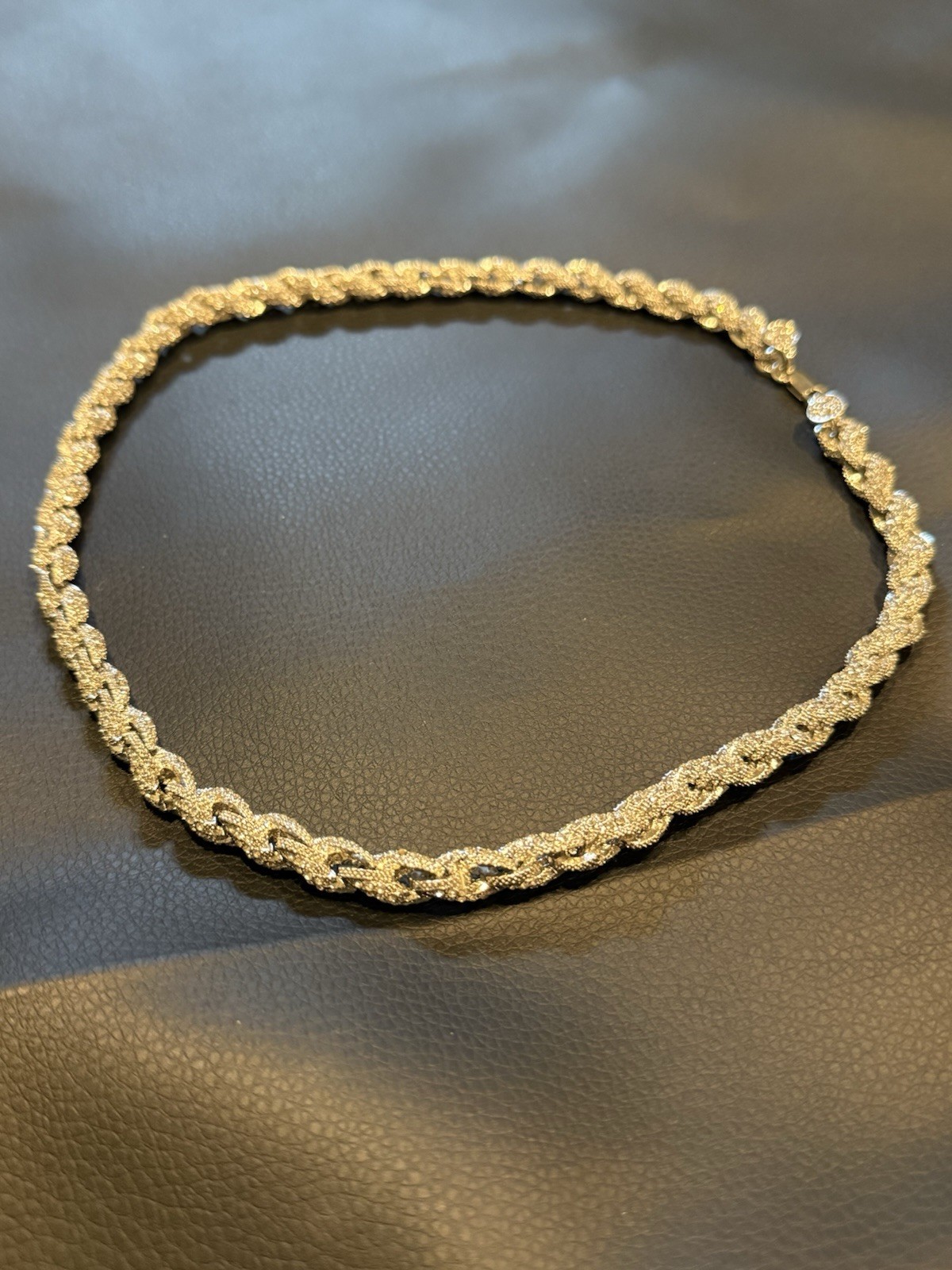 Italian Silver Rope Chain 24-inch Iced Out Moissanite Tennis Necklace