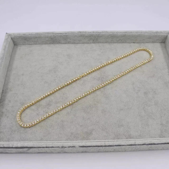15Ct Round Cut Lab Created Diamond Tennis Necklace 14k Yellow Gold Over