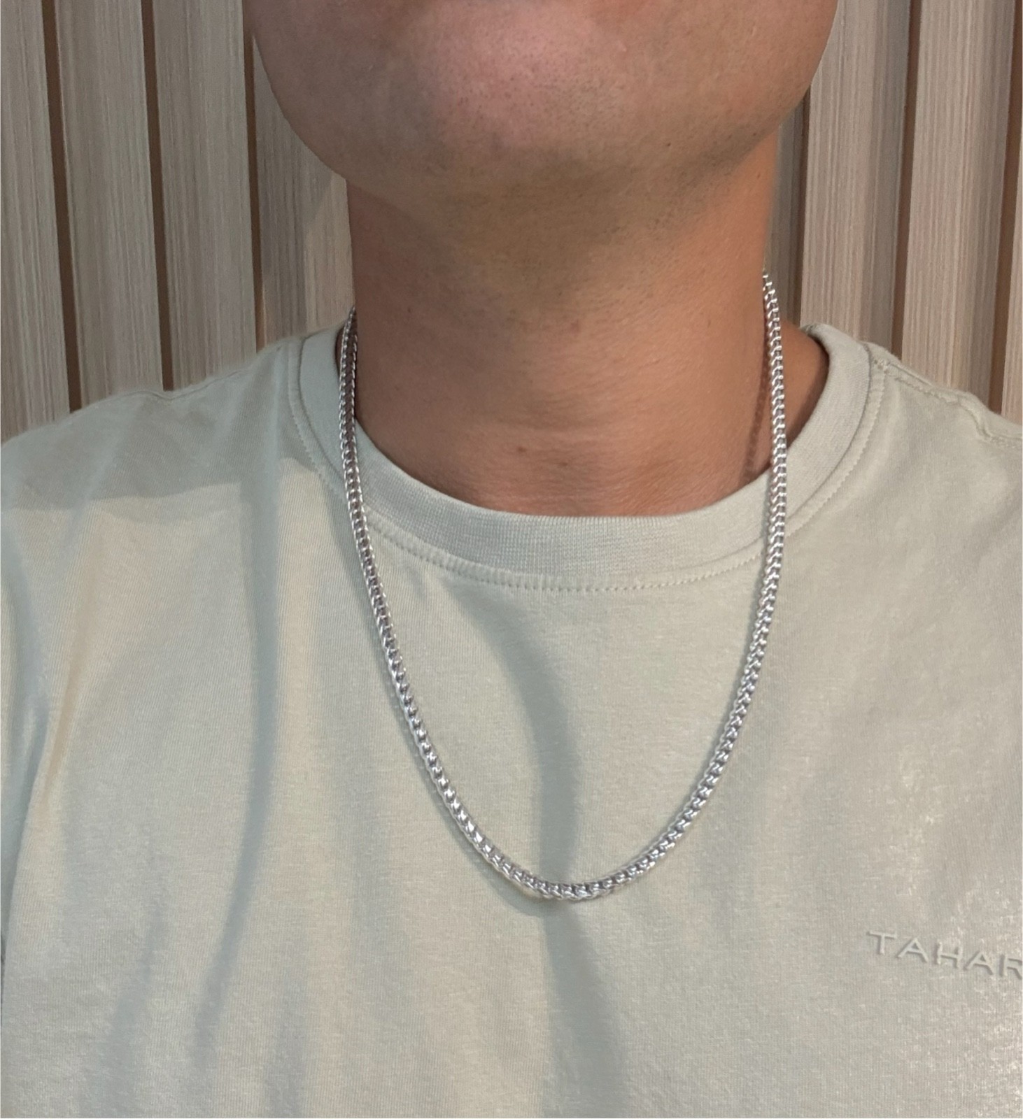 925 Sterling Silver 4mm Round Fancy Franco Link Chain 22″