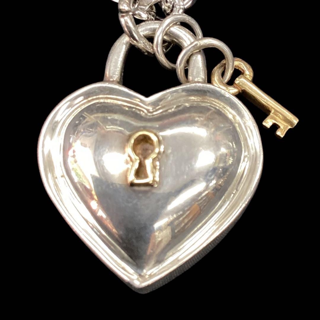*Tiffany & Co Heart Lock Key Combo Pendant Necklace Silver 925 Non-branded Chain