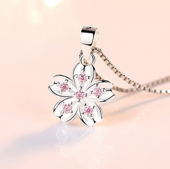 925 Sterling Silver Womens 20″ Chain Pink Topaz Flower Pendant Necklace D677