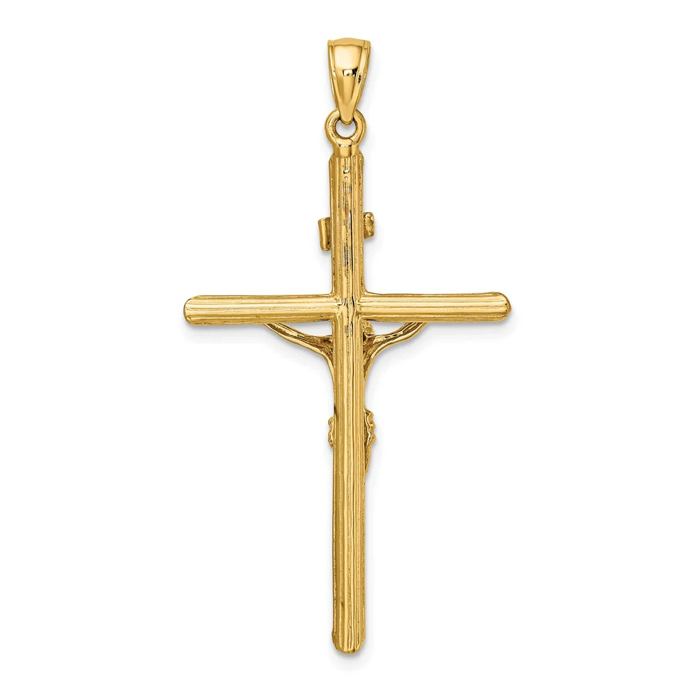 10K / 14K Yellow Gold Textured Crucifix Charm