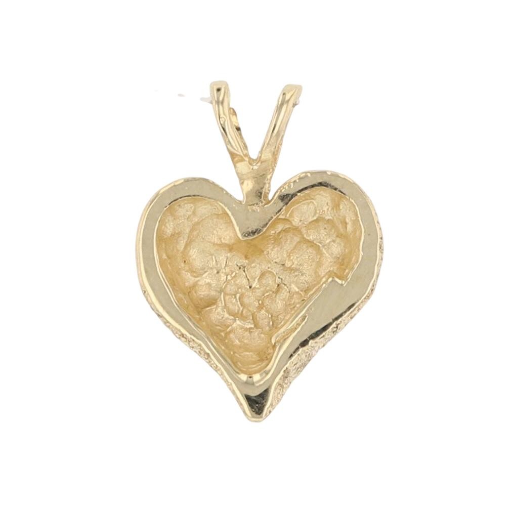 1/2″ Textured Mini Heart Shaped Bail Pendant No Chain 14k Yellow Gold 1.22 Grams